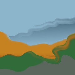 landscape with mountains and clouds