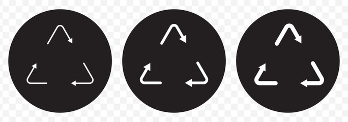 Recycle sign icon vector set, recycling symbol, reusable recycle signs isolated on Transparent background. EPS 10.