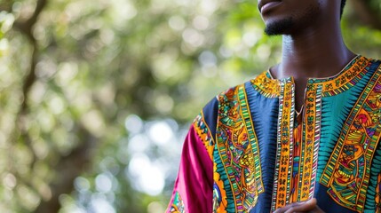 Obraz premium Dashiki - A colorful garment worn in West Africa, covering the top half of the body.