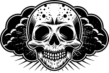 Obraz premium Stylized skull design with gritty photocopy halftone texture isolated on transparent background