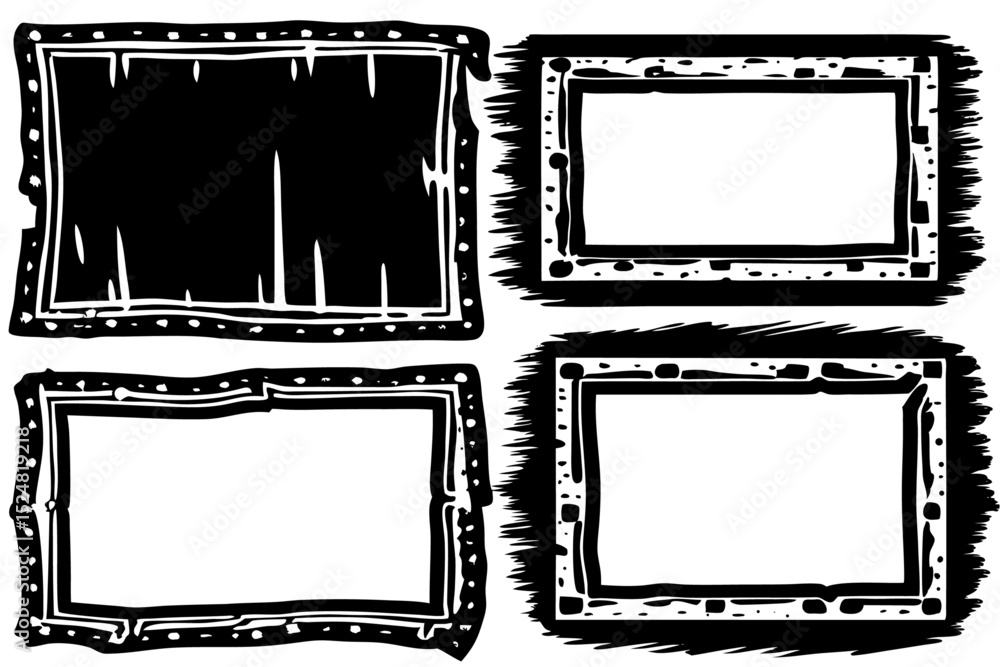 Poster torn paper frames design with jagged edges and ripped cutoffs isolated on transparent background