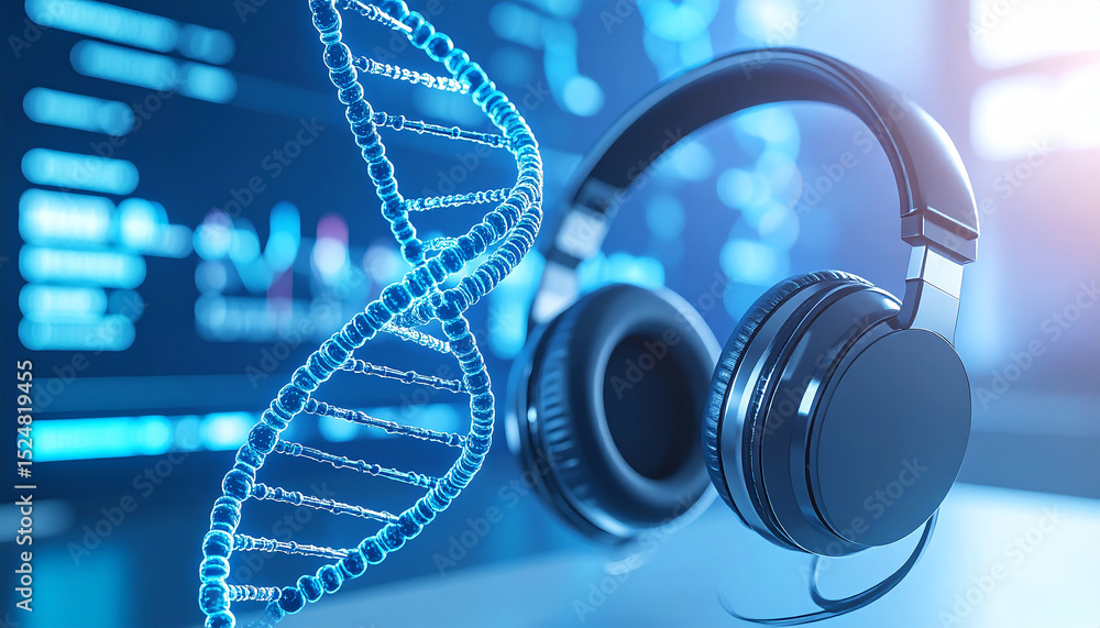 Aufkleber harmonious melodies of science: a captivating composition featuring a double helix structure and a p