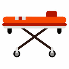 Orange hospital stretcher medical emergency flat icon