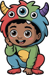 Obraz premium Joyful Kid in Monster Costume