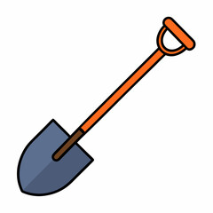 Orange handled shovel gardening tool icon illustration