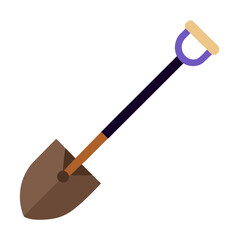 Brown and purple garden shovel icon illustration