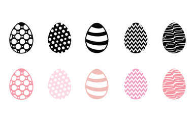 set of easter egg design, vector, isolated on transparent background