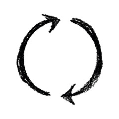 Hand drawn recycle arrow icon Recycling resources symbol Reuse of materials, zero waste, green environment, saving the planet