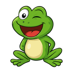 Frog Cartoon Mascot Cute Smiling Frog Illustrations