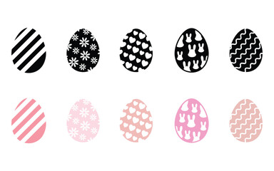 collection of easter egg design, vector, isolated on transparent background