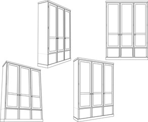 vector illustration design of traditional ethnic wooden wardrobe furniture classic vintage