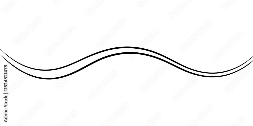 Poster curved wave outline divider on transparent background in modern style