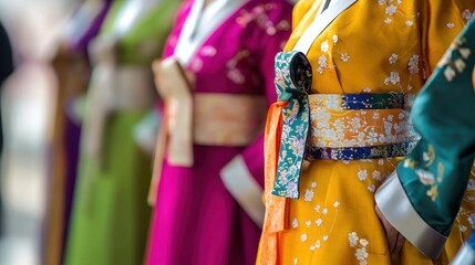 Hanbok - Traditional Korean attire characterized by vibrant colors and simple lines.
