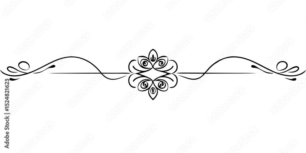Poster ornamental outline divider on transparent background in elegant style