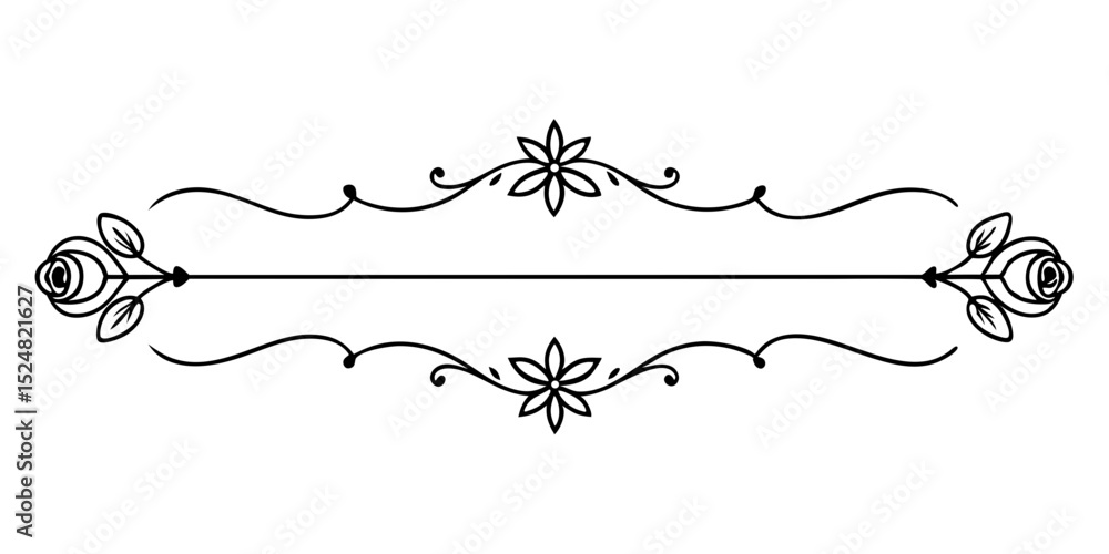 Poster delicate outline divider on transparent background in elegant style