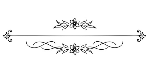 Decorative outline divider on transparent background in elegant style  