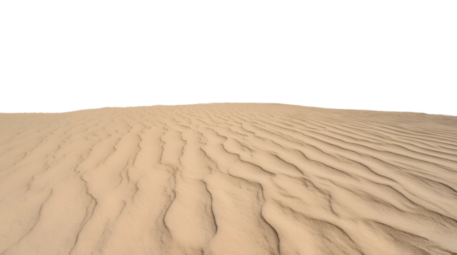 Desert landscape on a transparent background, showcasing unique sand patterns and textures. Ideal for web design, travel themes, and creative projects.