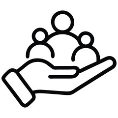 People on Hand Support, Teamwork, Community, Assistance, and Leadership Icon Design