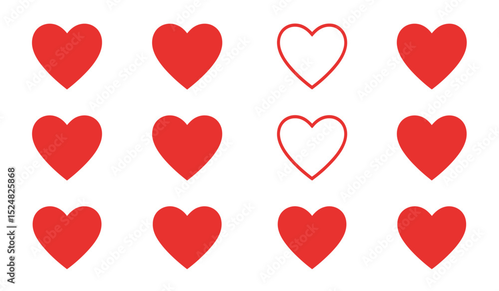 Poster set of heart vector icons isolated on white background. vector illustration. linear heart for concep