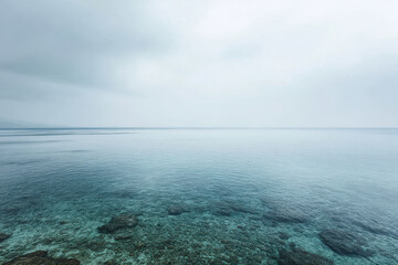 Fototapeta premium coral reef in laos under overcast sky viewed from above