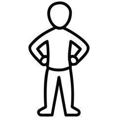 Obraz premium Person Outline with Hands on Hips Icon, Human Figure Representation, Design