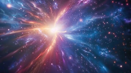 stunning, highly detailed spiral galaxy, its glowing core radiating soft golden light, with swirling arms stretching outward in shades of blue, purple, and magenta