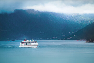 Large cruise ship in Bay of Kotor, Europe