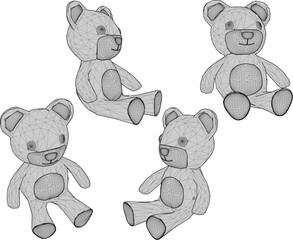 vector illustration of cute furry bear animal doll design