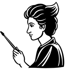 Silhouettes of a woman and man in a business setting