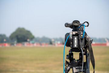 Professional Video camera on tripod to record a event 