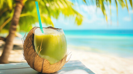 coconut cocktail on the beach