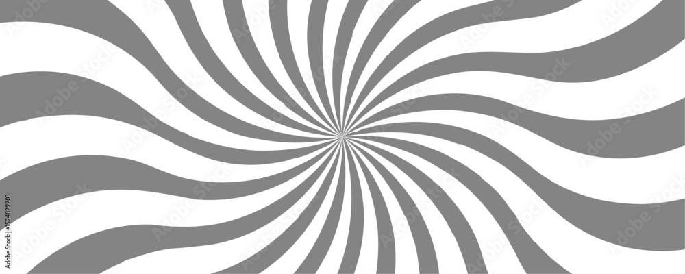 Poster spiral radial striped backdrop design. light black and white twisted swirl. abstract background with