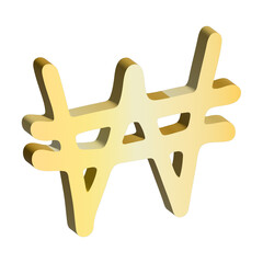 3d won currency symbol. Single element for design