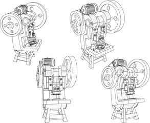 vector illustration of industrial machine design for press in home industry factory 