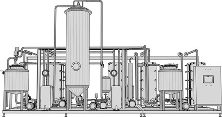 vector illustration of industrial machine design Pasteurizer for large scale factory