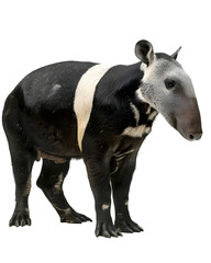 Fototapeta premium A tapir standing on a plain background, showcasing its distinctive features and natural stance