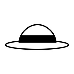 リボン付き麦わら帽子のアイコンイラスト