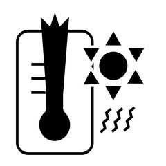 猛暑を示す温度計と太陽のアイコンイラスト