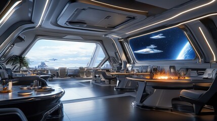 Fototapeta premium Futuristic spaceship interior (1)