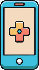 Obraz premium Square Medical Button with Cross Icon Vector