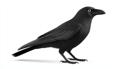 Obraz premium Pixelated Black Crow Profile on White Background