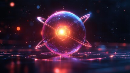 Obraz premium Glowing sphere with orbits