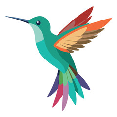 Obraz premium Colorful Hummingbird Vector Illustration Featuring Vibrant Plumage and Detailed Wing Design, Isolated
