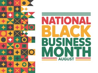 Fototapeta premium Celebrating National Black Business Month in August with a Geometric Pattern Design and Bold Typography