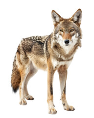 Fototapeta premium A majestic coyote stands alert in a natural setting, showcasing its keen eyes and sharp features