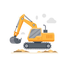 Mining Excavator Work Illustration