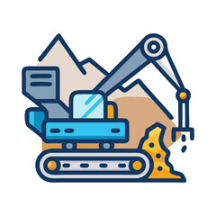 Mining Excavator Operation Icon
