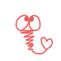 かわいいクレヨン風の　文字消し/写真顔消し　キャラクターイラスト　赤