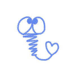 かわいいクレヨン風の　文字消し/写真顔消し　キャラクターイラスト　青