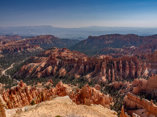 Southwest usa Bryce Canyon National Park (a rocky town of red-rose towers and needles in a closed...